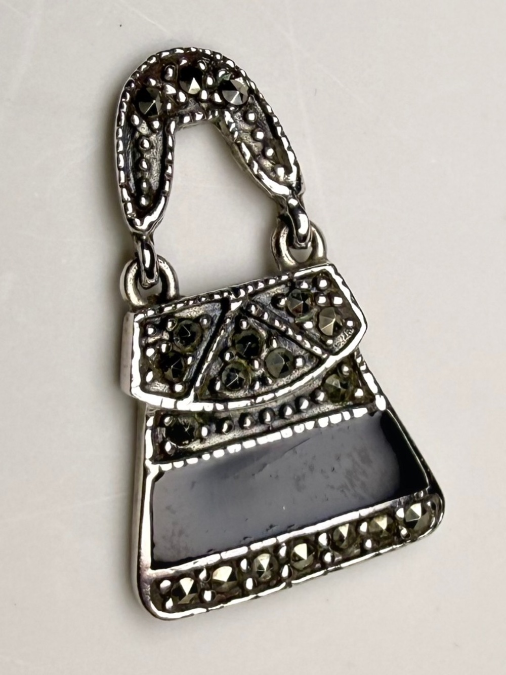 Vintage Sterling Silver Handbag Pendant - Picture 2 of 10
